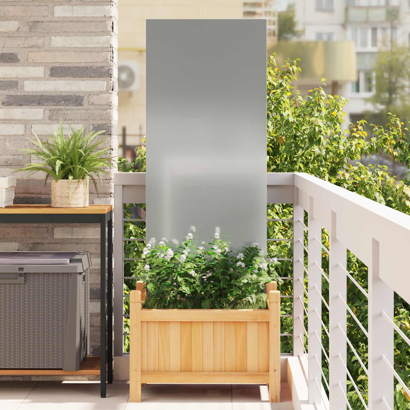 Garten Sichtschutz-Leinwand Silber 50 x 140 cm Verzinkter Stahl