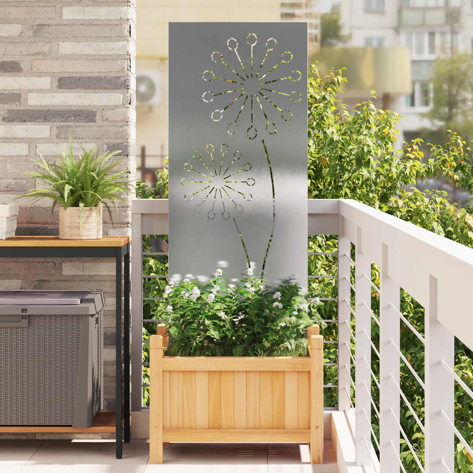 Garten Sichtschutz-Leinwand Silber 50 x 140 cm Edelstahl