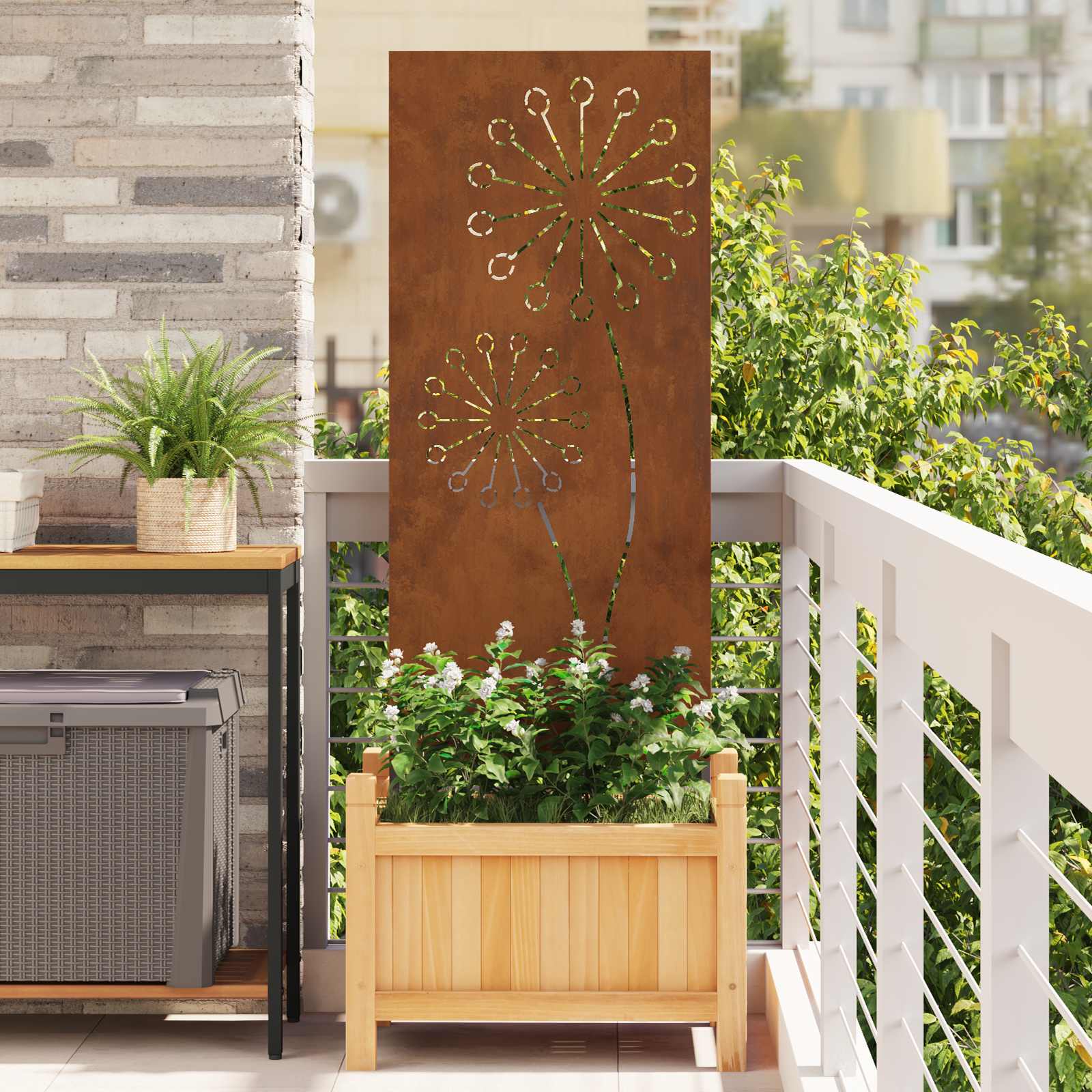 Garten Sichtschutz-Leinwand Rostig 50 x 140 cm Wetterfeststahl