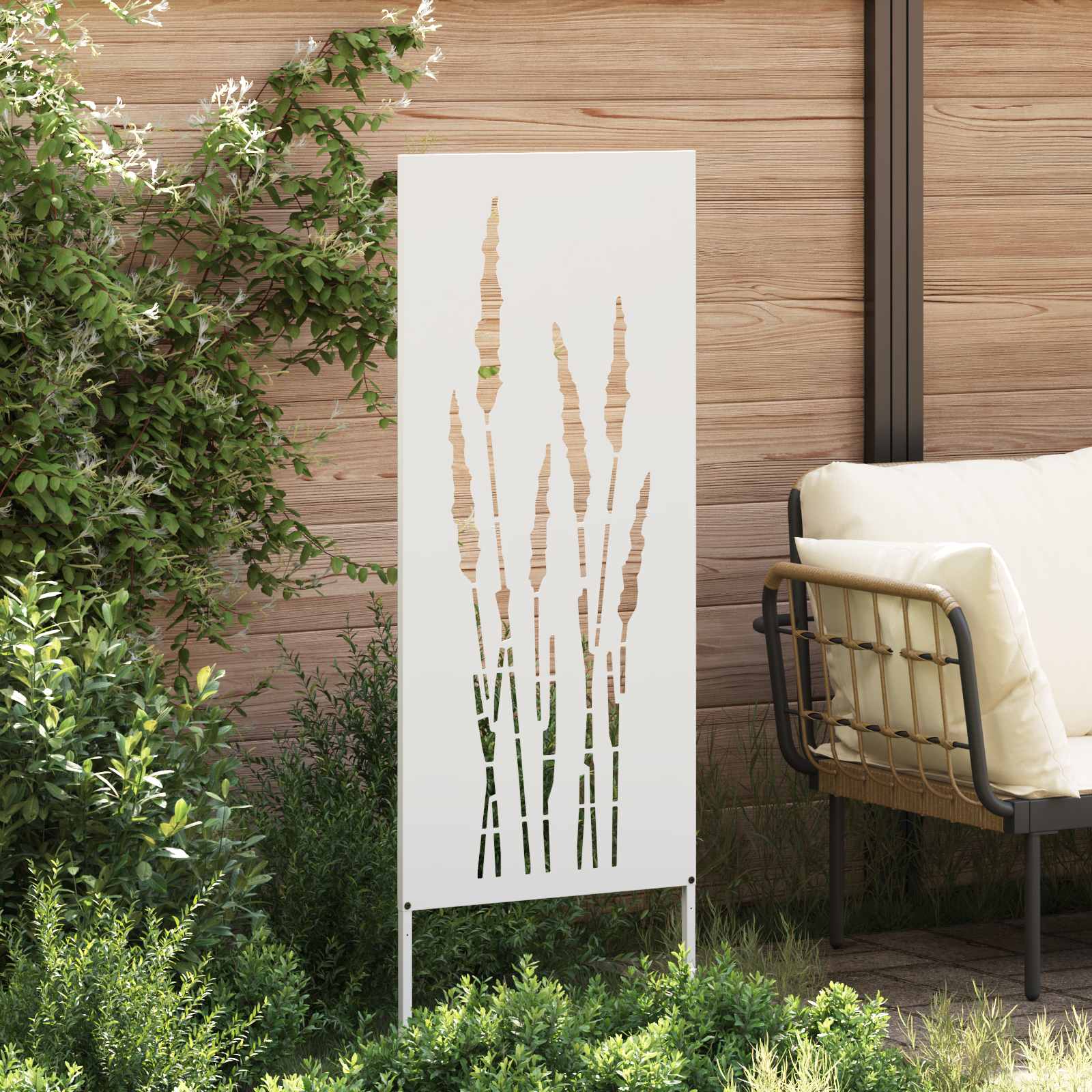 Garten Sichtschutz-Leinwand Floral Weiß 50 x 140 cm