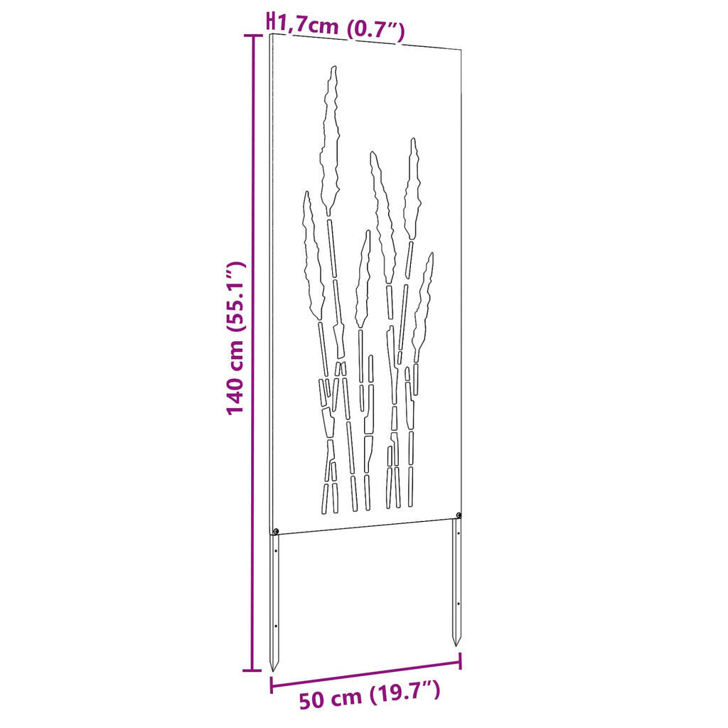 Garten Sichtschutz-Leinwand Floral Silber 50 x 140 cm Edelstahl