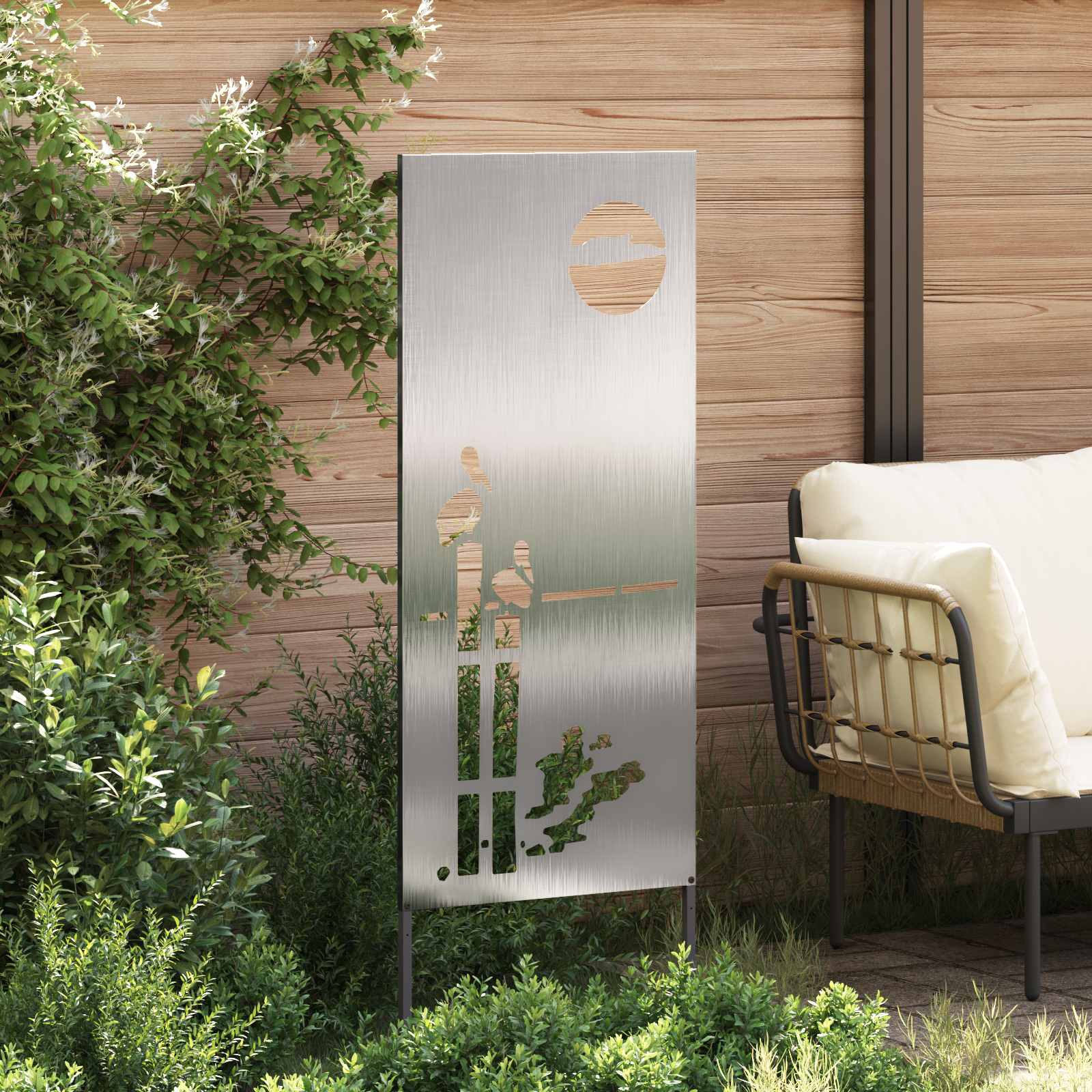 Garten Sichtschutz-Leinwand Silber 50 x 140 cm Edelstahl