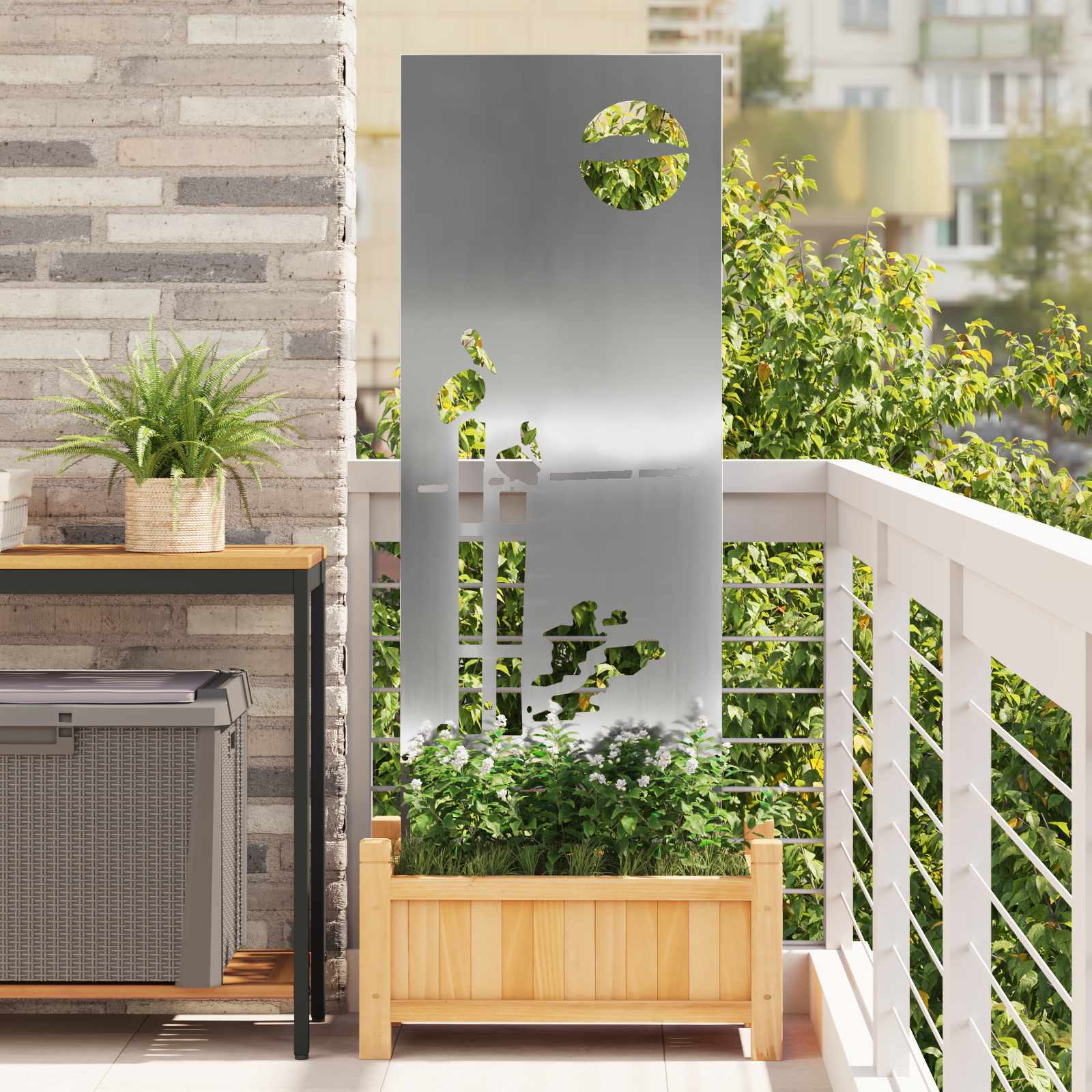 Garten Sichtschutz-Leinwand Silber 50 x 140 cm Verzinkter Stahl