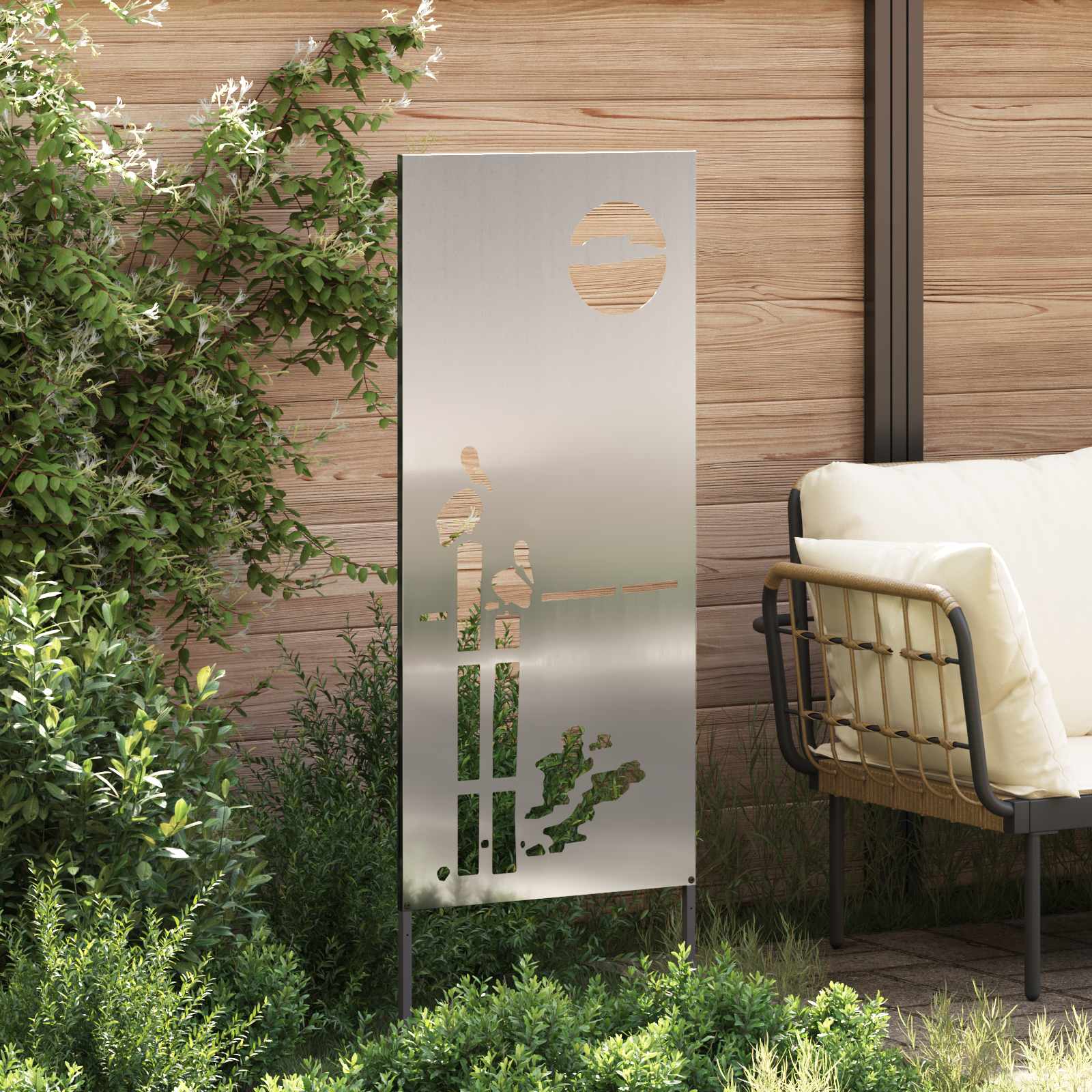 Garten Sichtschutz-Leinwand Silber 50 x 140 cm Verzinkter Stahl