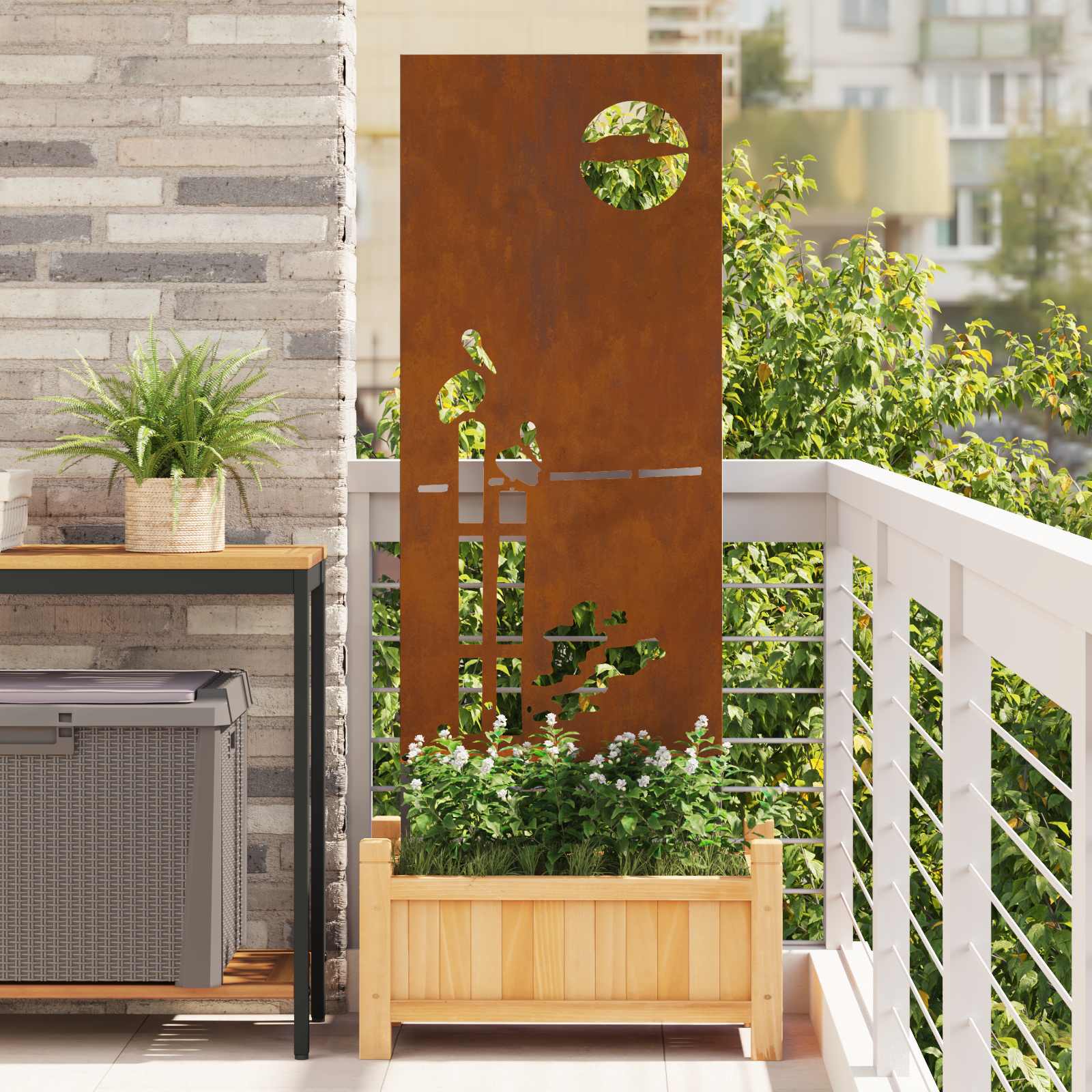 Garten Sichtschutz-Leinwand Rostig 50 x 140 cm Wetterfeststahl