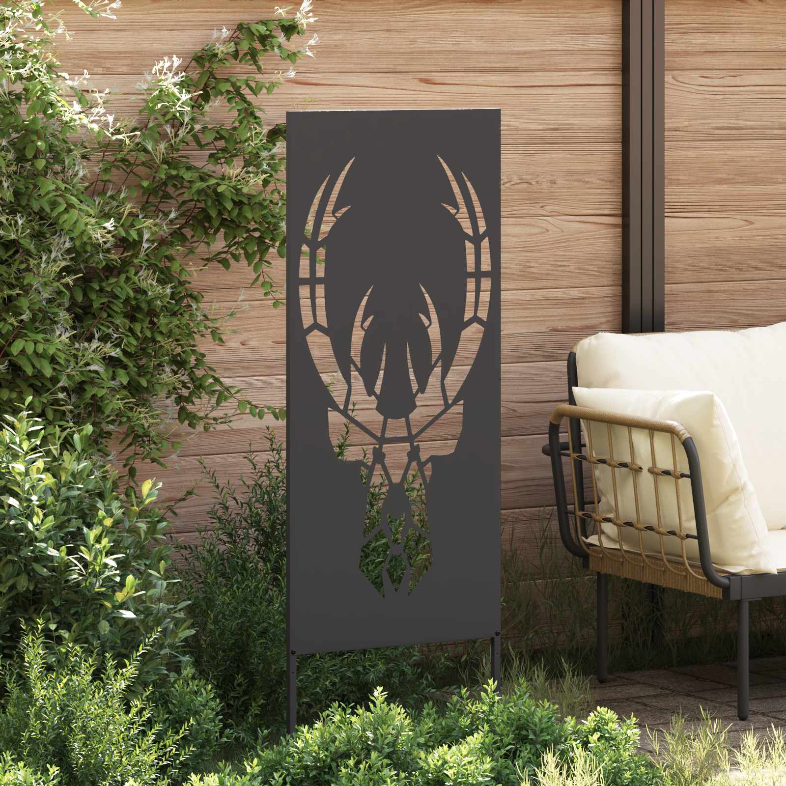 Garten Sichtschutz-Leinwand Tiermuster Schwarz 50 x 140 cm