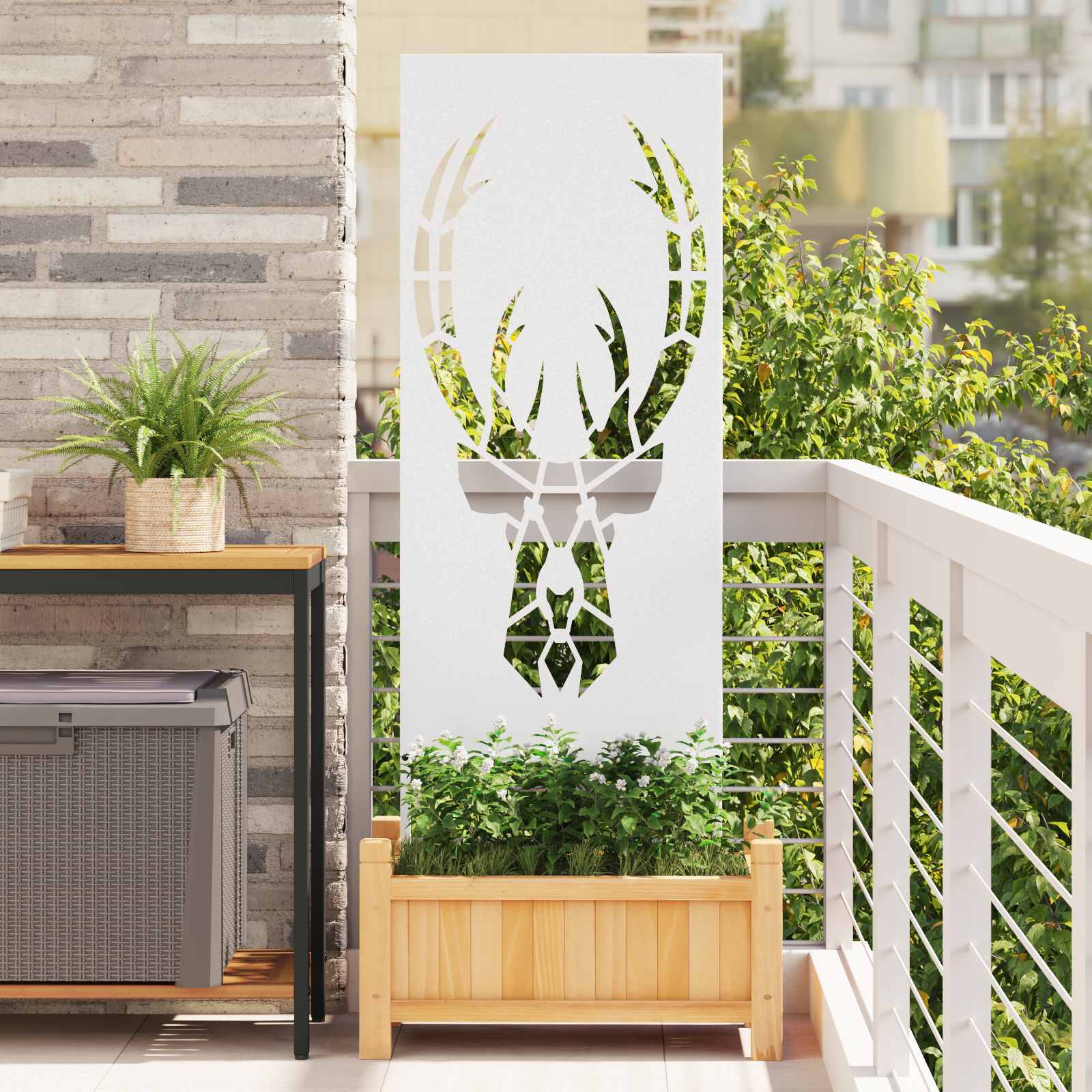 Garten Sichtschutz-Leinwand Tiermuster Weiß 50 x 140 cm