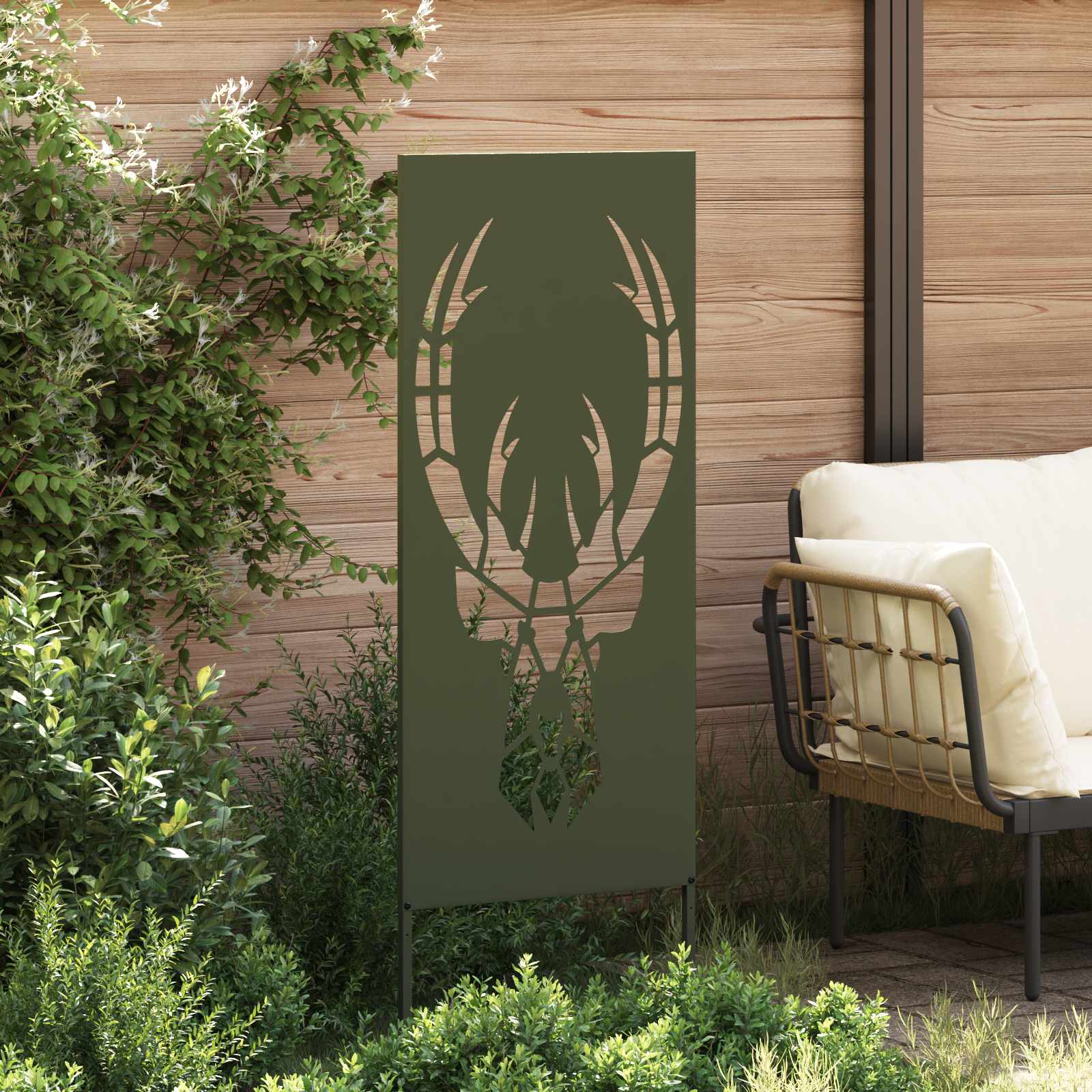 Garten Sichtschutz-Leinwand Tiermuster Olivgrün 50 x 140 cm