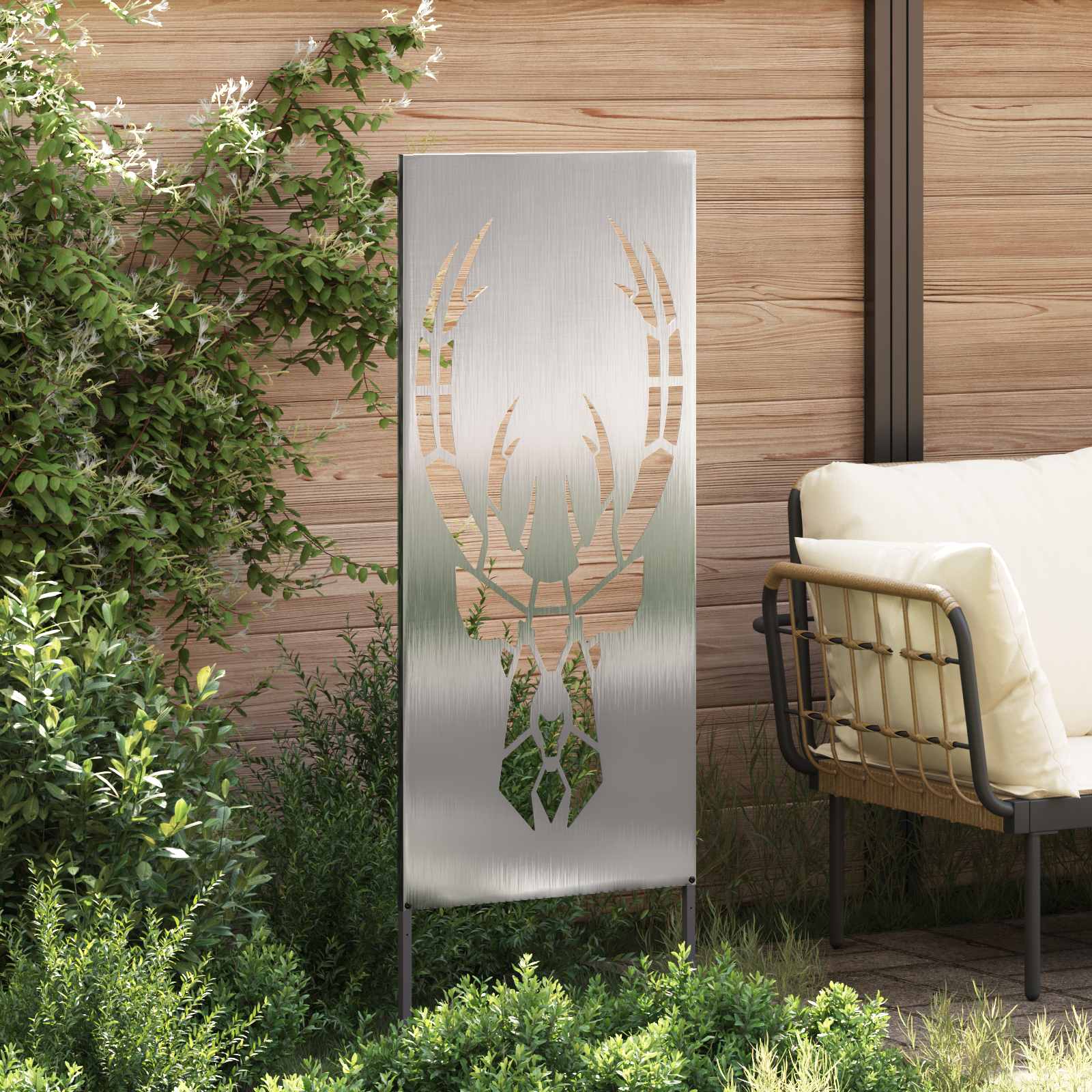Garten Sichtschutz-Leinwand Silber 50 x 140 cm Edelstahl