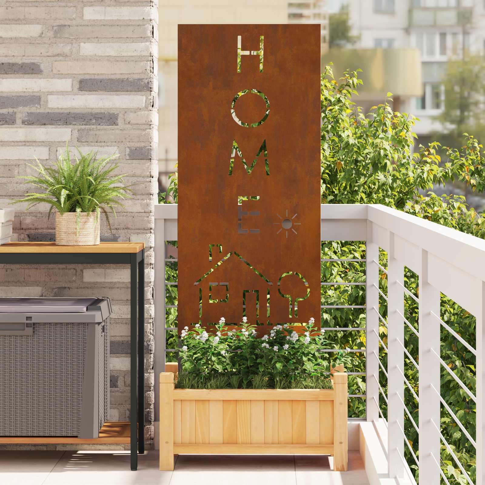 Garten Sichtschutz-Leinwand Rostig 50 x 140 cm Wetterfeststahl