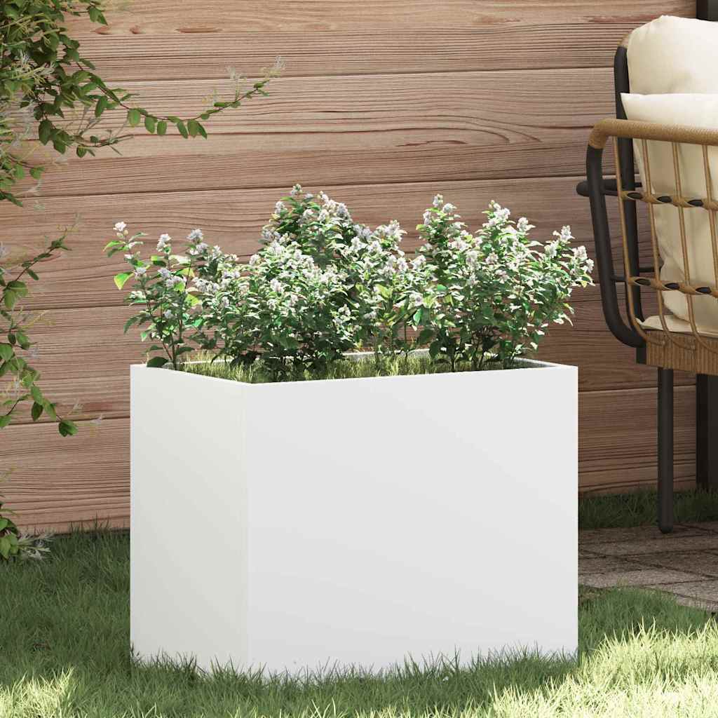 Garten-Pflanzgefäß Weiß 50 x 32 x 40 cm Kaltgewalzter Stahl