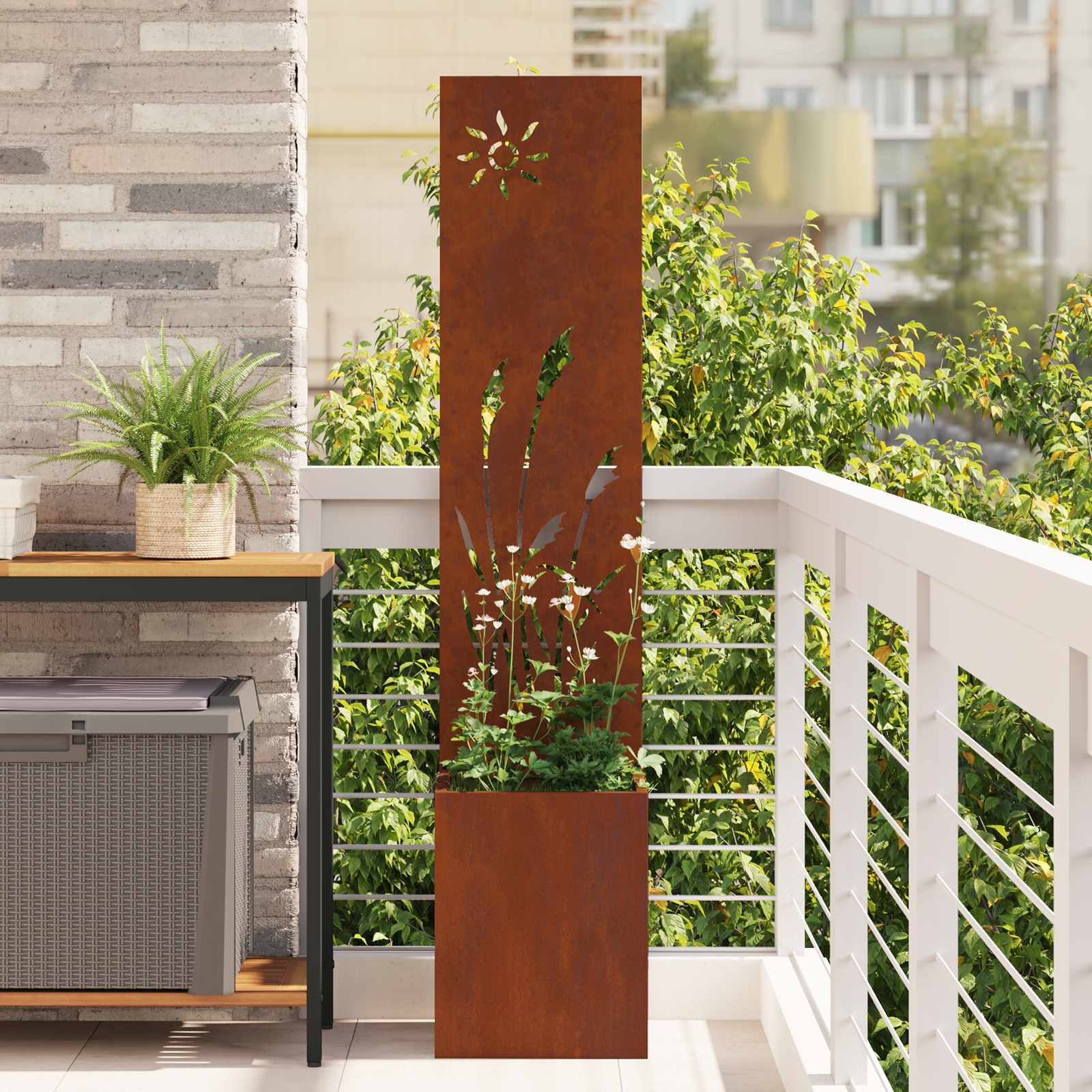 Garten Sichtschutz-Leinwand Rostig 32 x 140 cm Wetterfeststahl