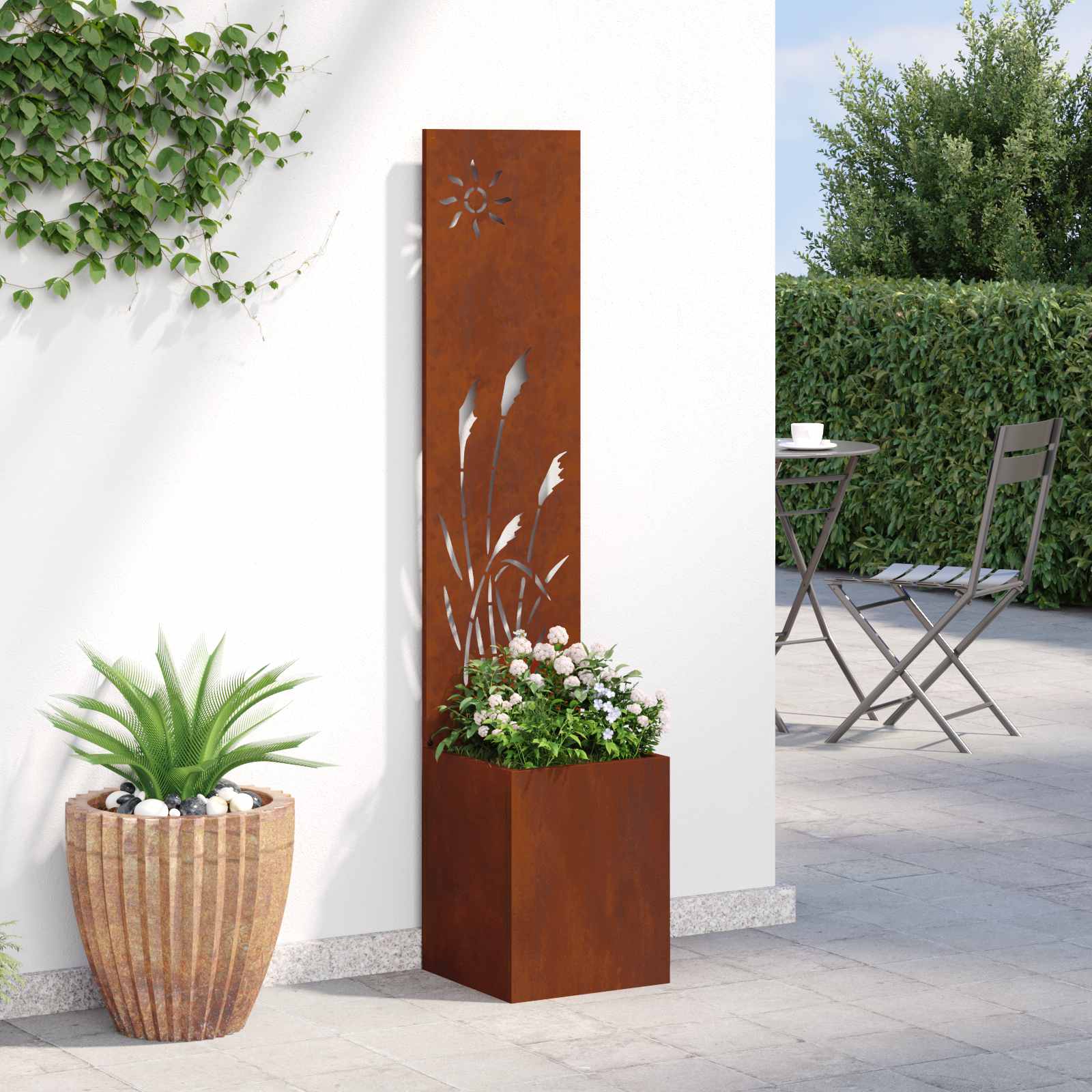 Garten Sichtschutz-Leinwand Rostig 32 x 140 cm Wetterfeststahl
