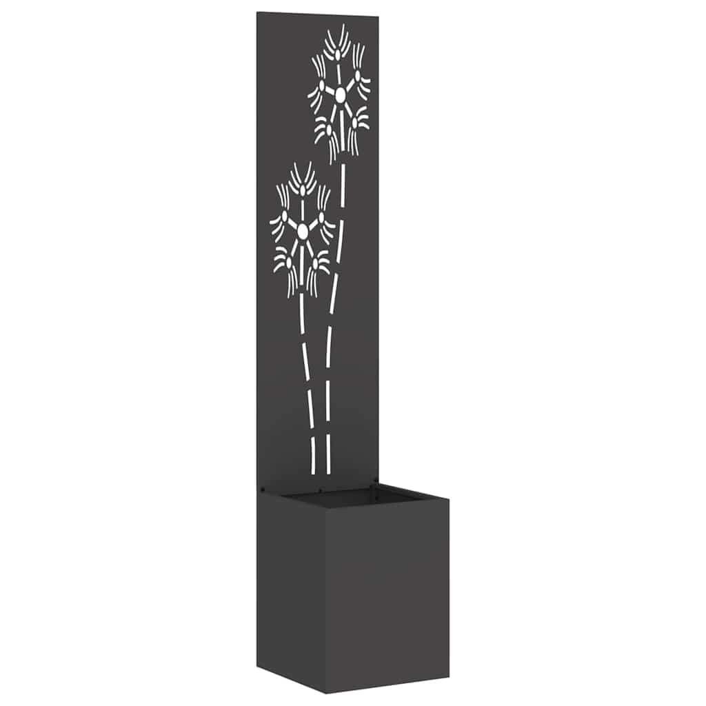 Garten Sichtschutz-Leinwand Floral Schwarz 32 x 150 cm
