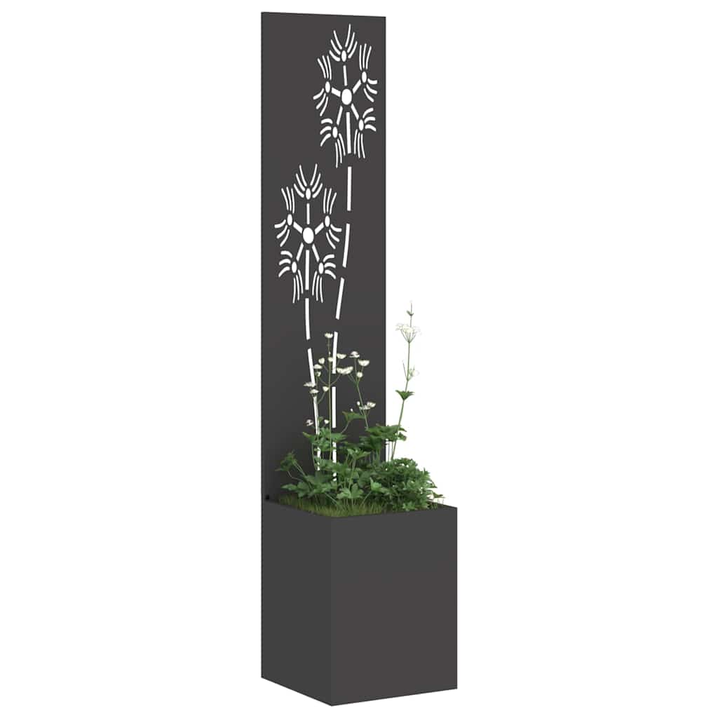 Garten Sichtschutz-Leinwand Floral Schwarz 32 x 150 cm