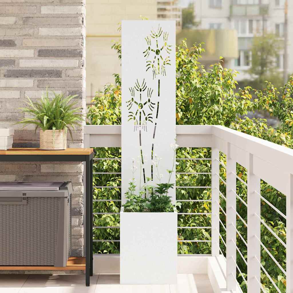 Garten Sichtschutz-Leinwand Floral Weiß 32 x 150 cm