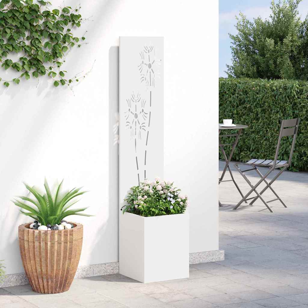 Garten Sichtschutz-Leinwand Floral Weiß 32 x 150 cm