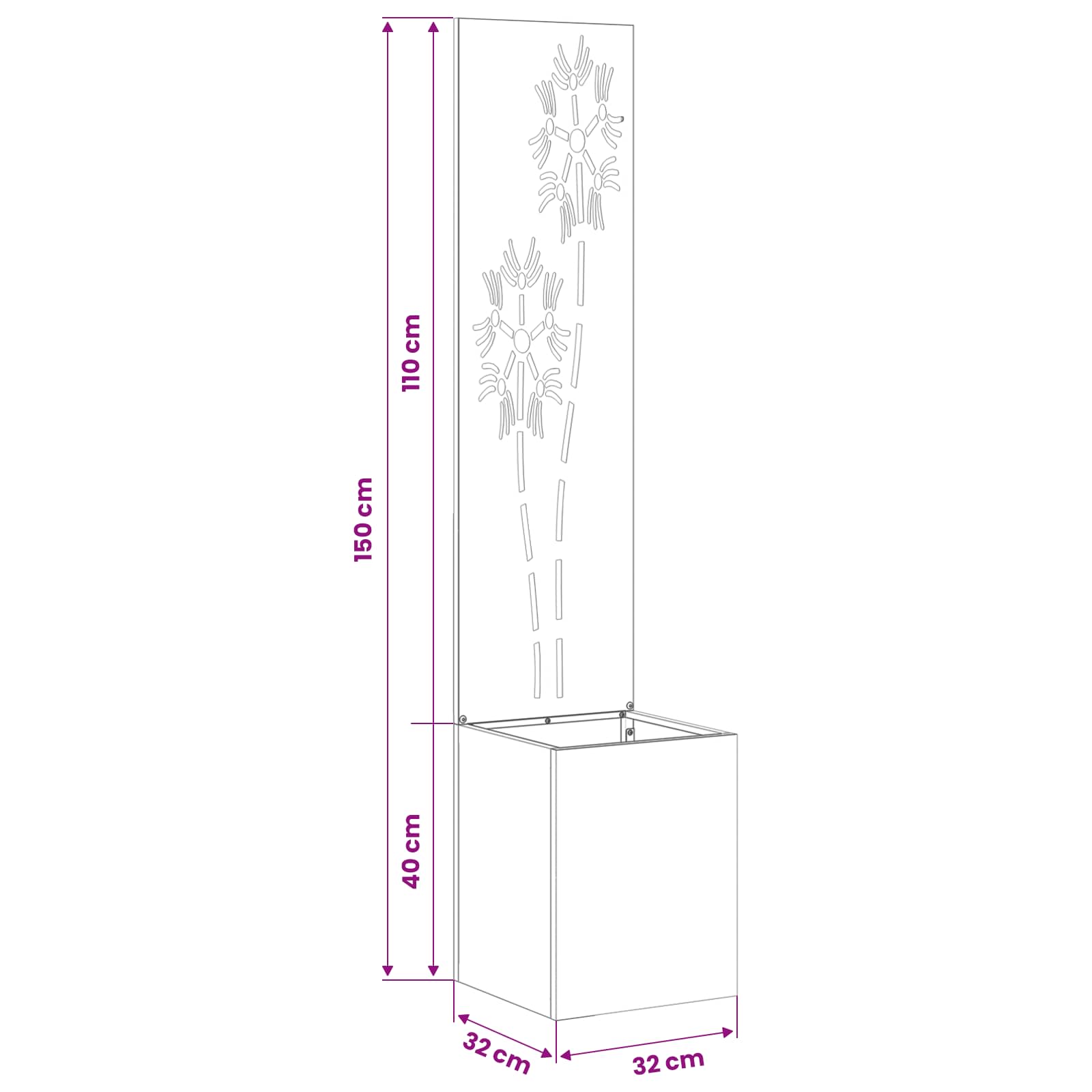 Garten Sichtschutz-Leinwand Floral Anthrazit 32 x 150 cm