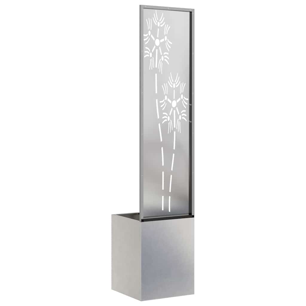 Garten Sichtschutz-Leinwand Floral Silber 32 x 150 cm Edelstahl