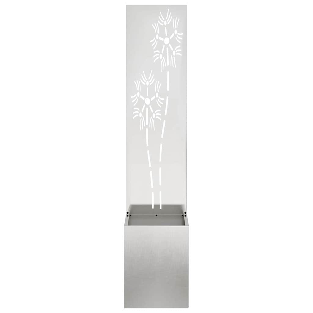 Garten Sichtschutz-Leinwand Floral Silber 32 x 150 cm Edelstahl