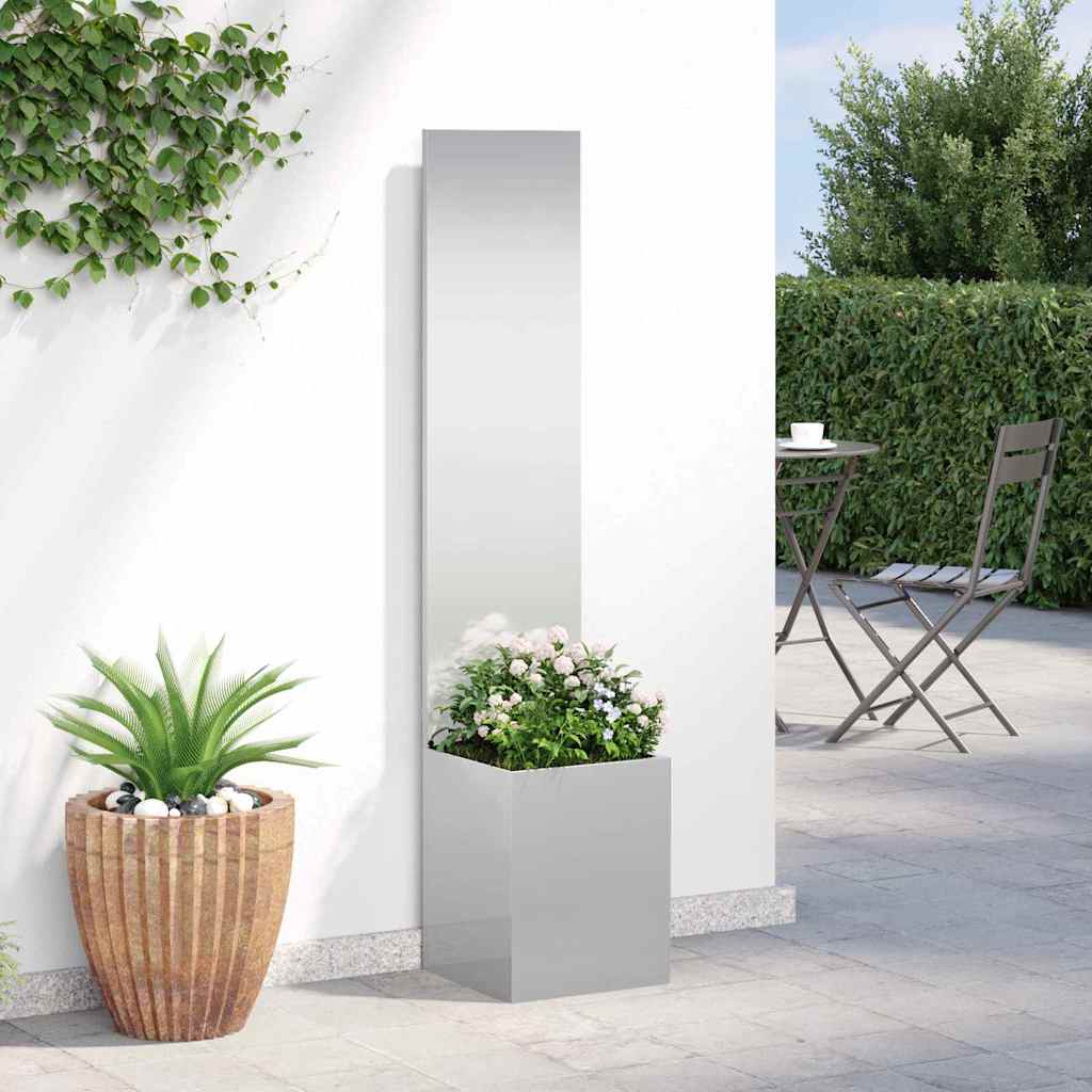 Garten Sichtschutz-Leinwand Silber 32 x 150 cm Edelstahl