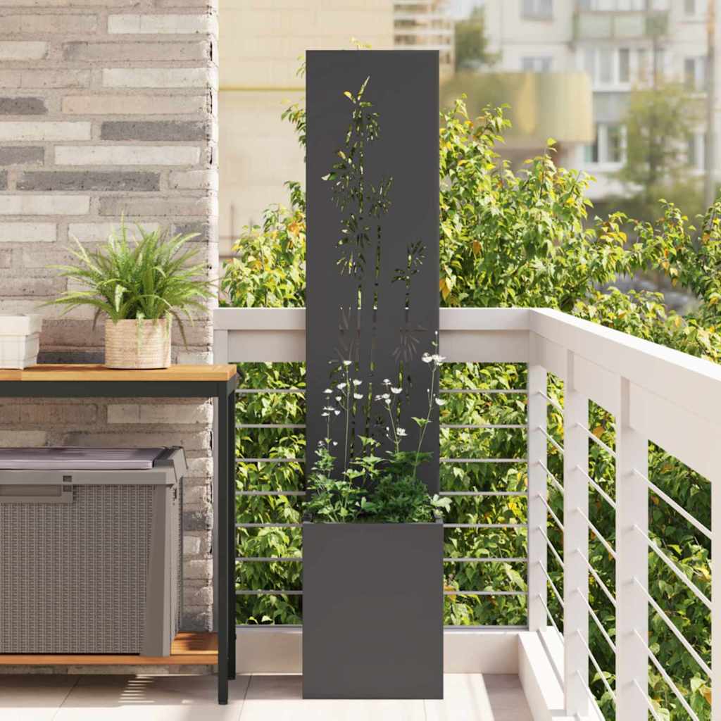 Garten Sichtschutz-Leinwand Floral Schwarz 32 x 32 x 150 cm