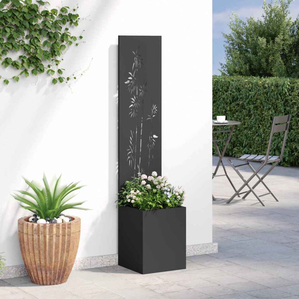 Garten Sichtschutz-Leinwand Floral Schwarz 32 x 32 x 150 cm