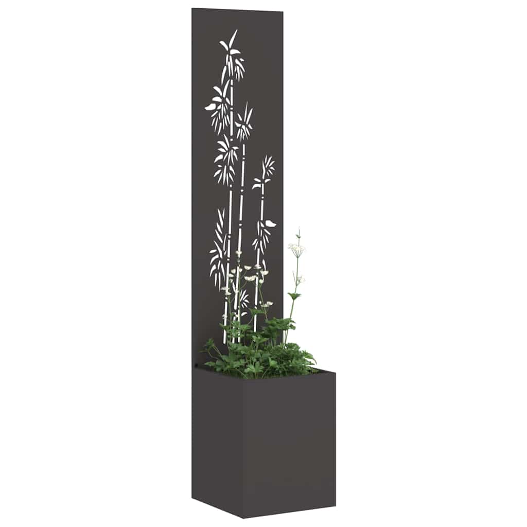 Garten Sichtschutz-Leinwand Floral Schwarz 32 x 32 x 150 cm