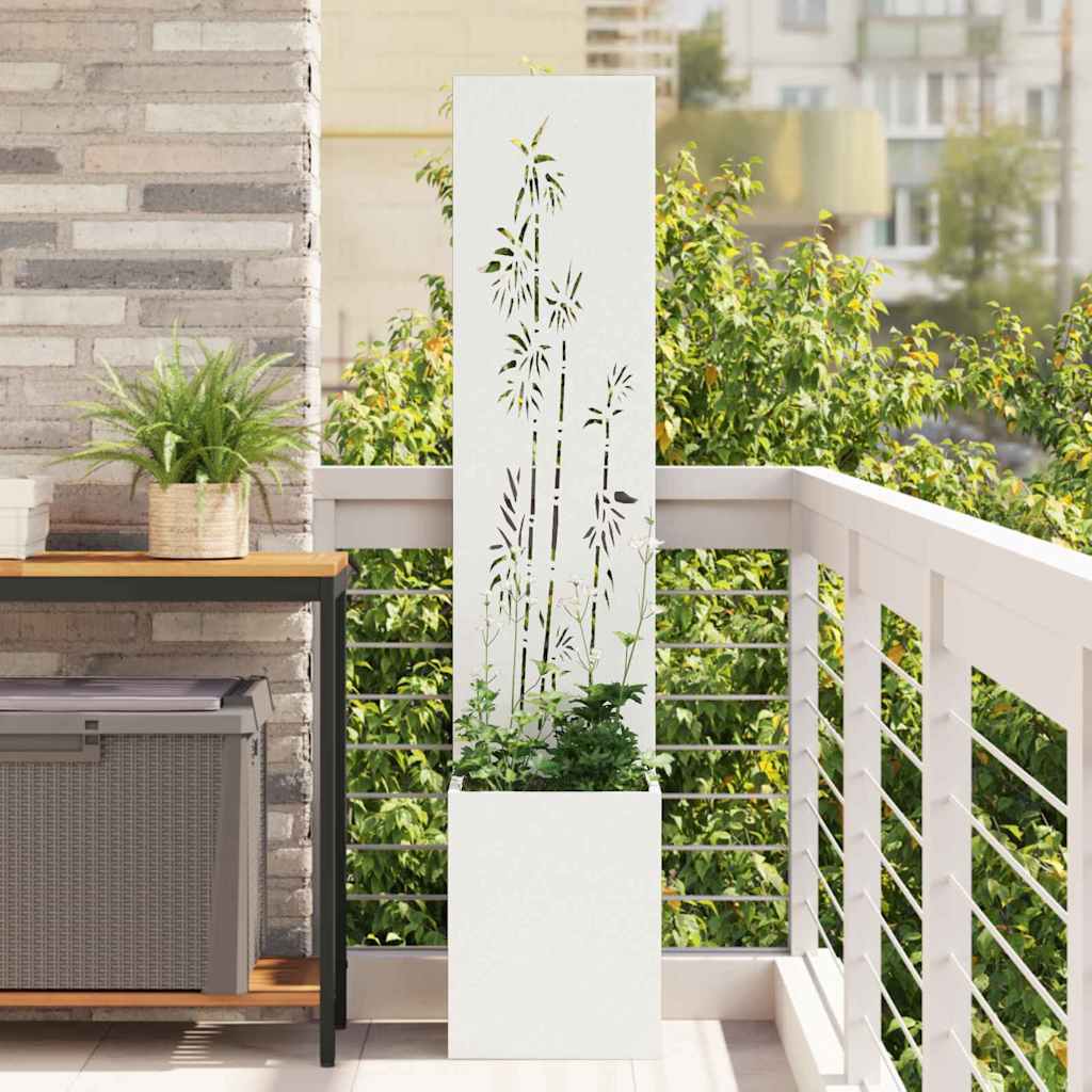 Garten Sichtschutz-Leinwand Floral Weiß 32 x 150 cm