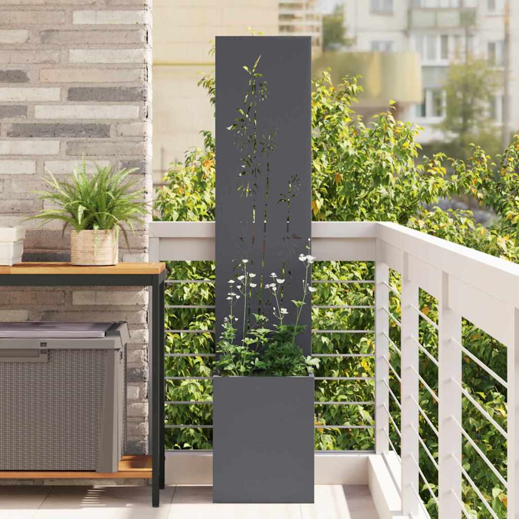 Garten Sichtschutz-Leinwand Floral Anthrazit 32 x 140 cm