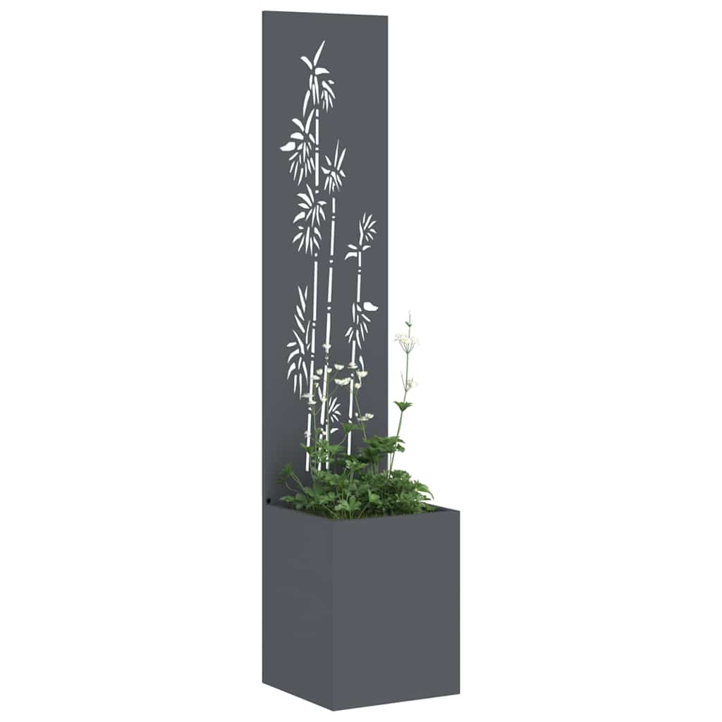 Garten Sichtschutz-Leinwand Floral Anthrazit 32 x 140 cm