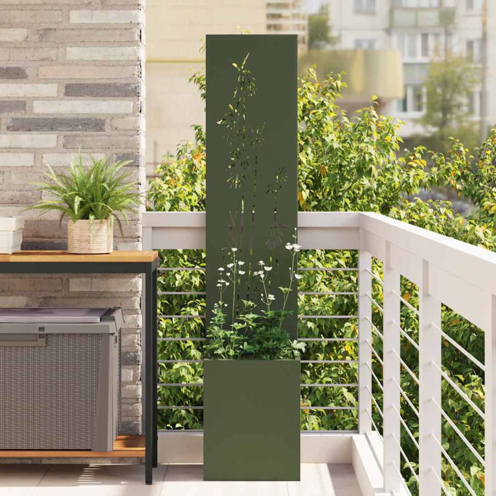 Garten Sichtschutz-Leinwand Floral Olivgrün 32 x 32 x 150 cm