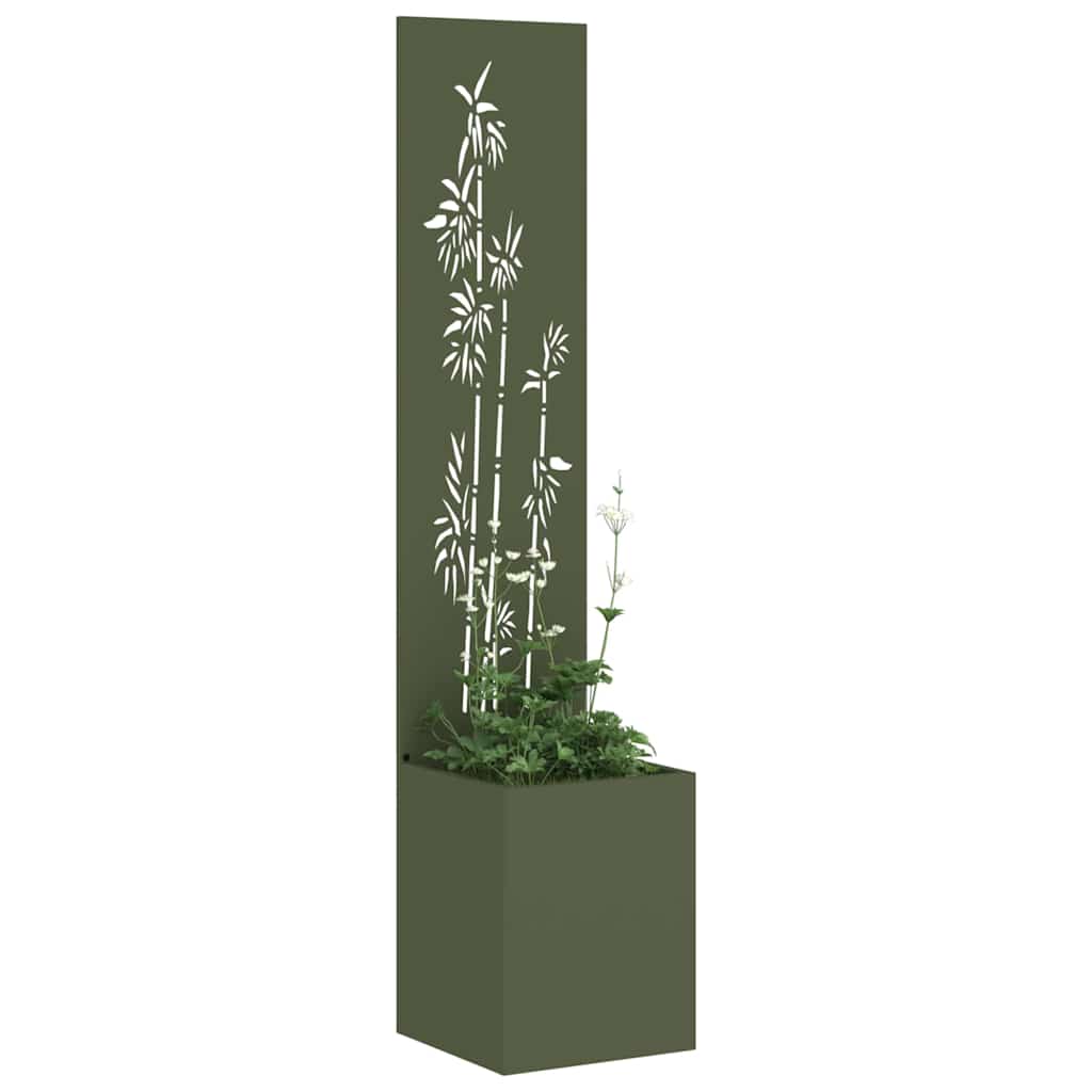 Garten Sichtschutz-Leinwand Floral Olivgrün 32 x 32 x 150 cm