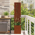 Garten Sichtschutz-Leinwand Floral Rostig 32 x 32 x 150 cm