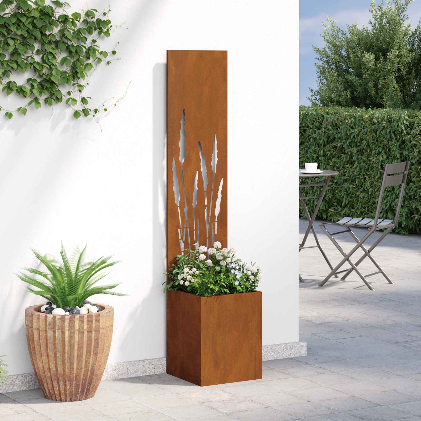 Garten Sichtschutz-Leinwand Rostig 32 x 150 cm Wetterfeststahl