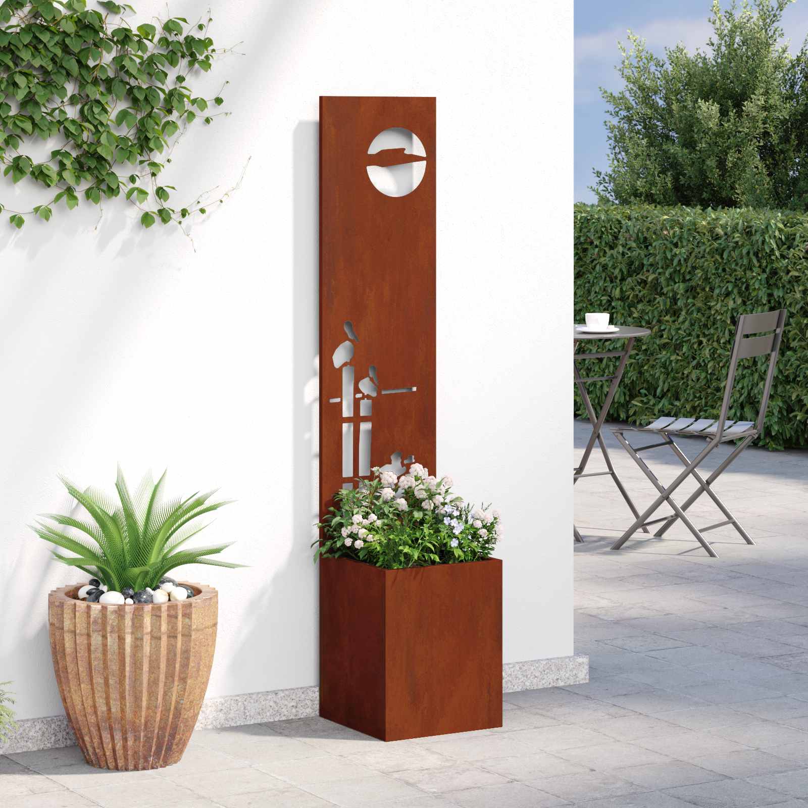 Garten Sichtschutz-Leinwand Rostig 32 x 150 cm Wetterfeststahl