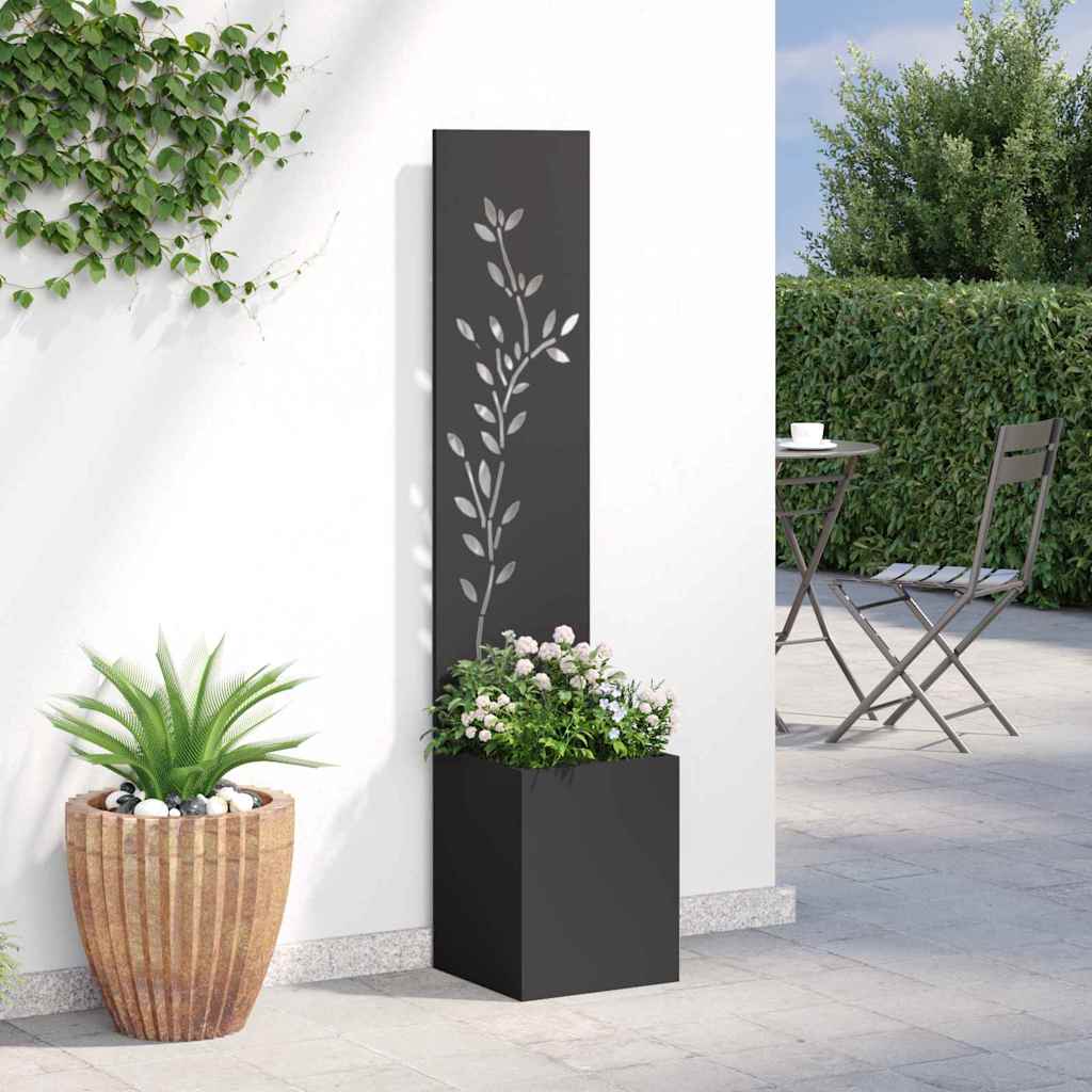 Garten Sichtschutz-Leinwand Floral Schwarz 32 x 32 x 150 cm