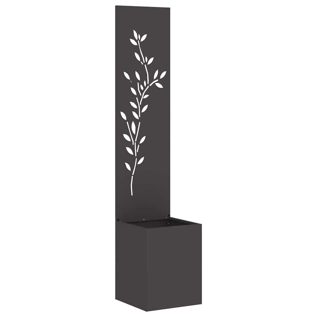 Garten Sichtschutz-Leinwand Floral Schwarz 32 x 32 x 150 cm
