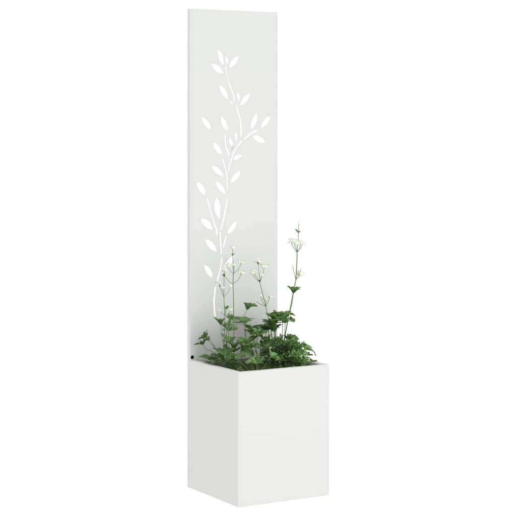 Garten Sichtschutz-Leinwand Floral Weiß 32 x 32 x 150 cm