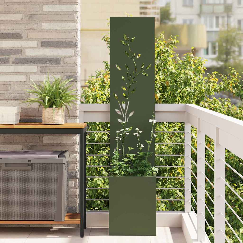 Garten Sichtschutz-Leinwand Floral Olivgrün 32 x 32 x 150 cm