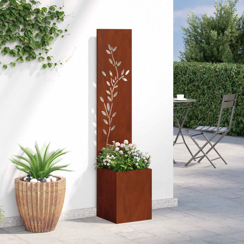 Garten Sichtschutz-Leinwand Floral Rostig 32 x 32 x 150 cm