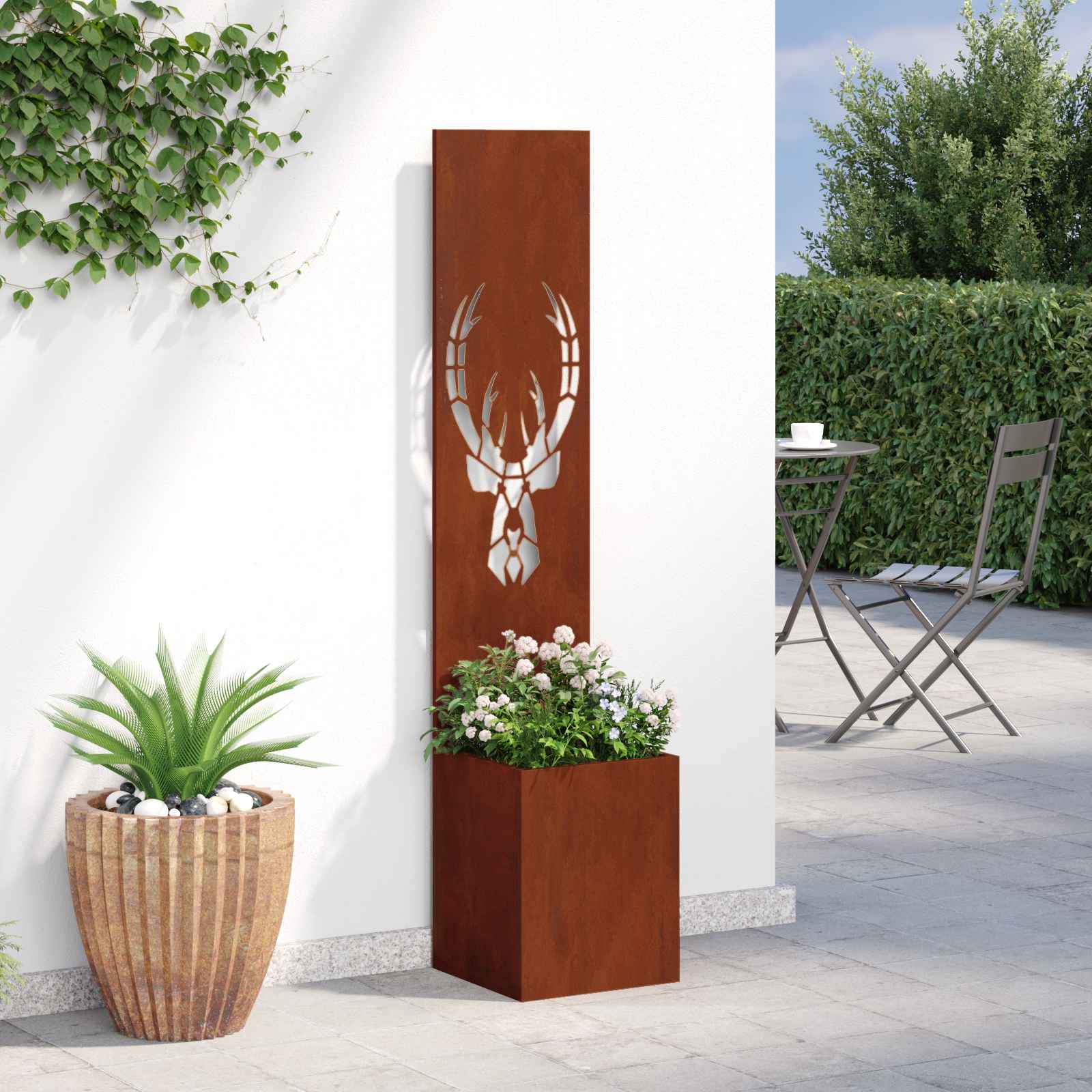 Garten Sichtschutz-Leinwand Rostig 32 x 150 cm Wetterfeststahl