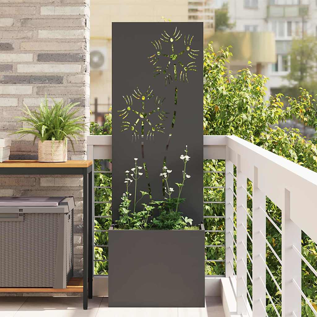 Garten Sichtschutz-Leinwand Floral Schwarz 50 x 32 x 150 cm