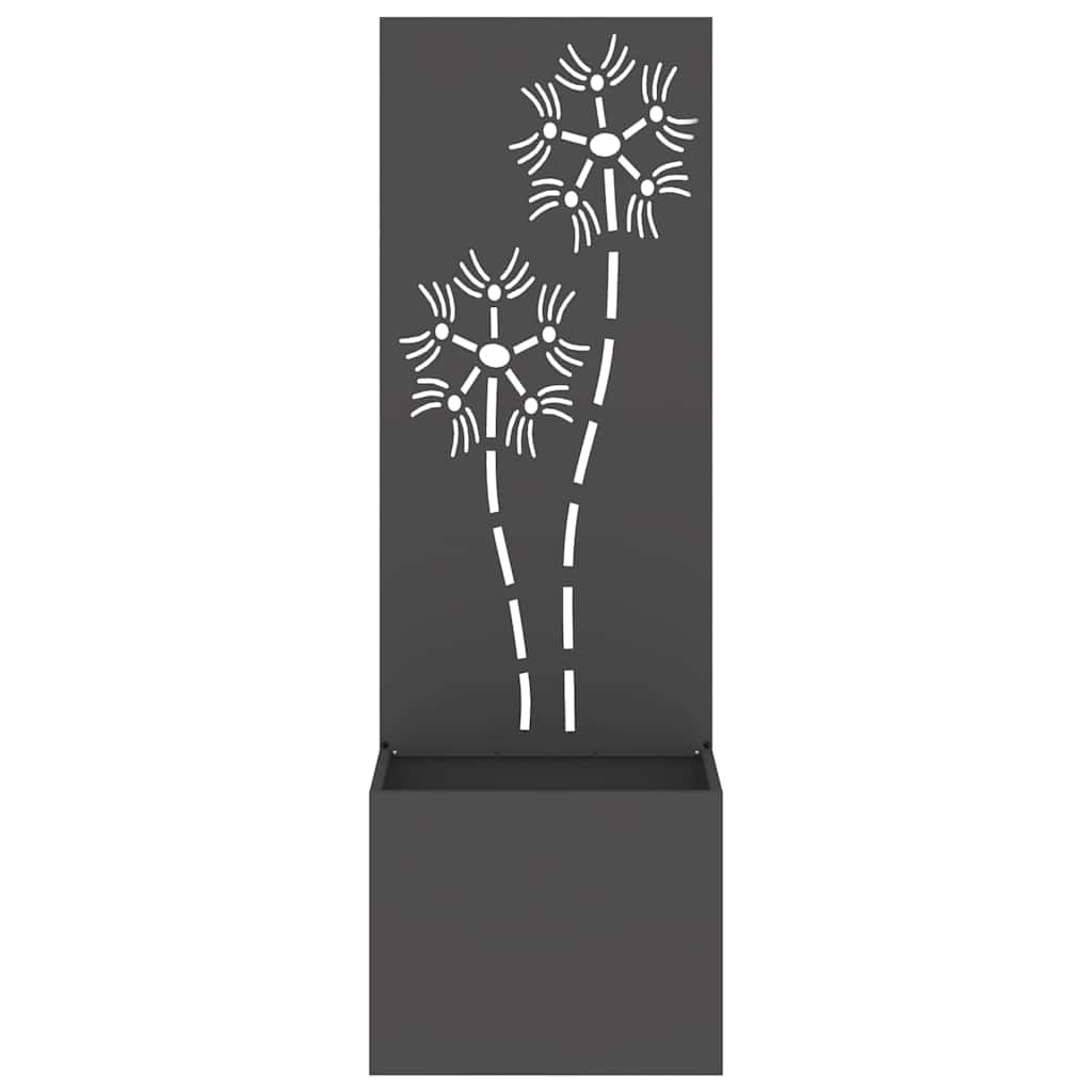 Garten Sichtschutz-Leinwand Floral Schwarz 50 x 32 x 150 cm
