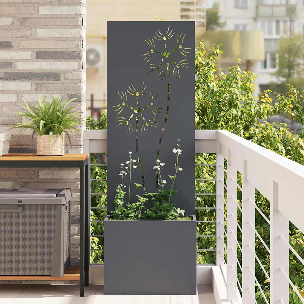 Garten Sichtschutz-Leinwand Floral Anthrazit 50 x 32 x 150 cm