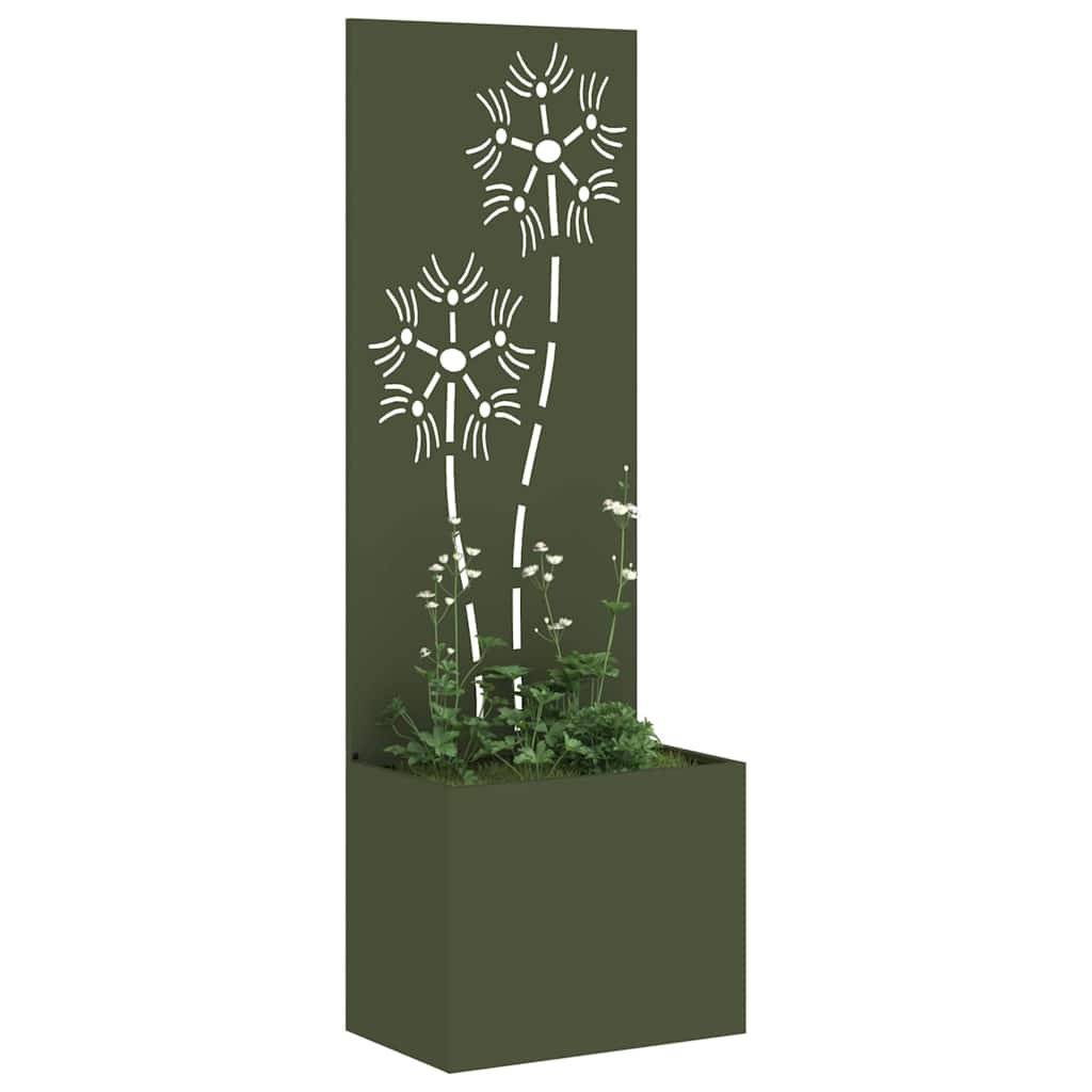 Garten Sichtschutz-Leinwand Floral Olivgrün 50 x 140 cm