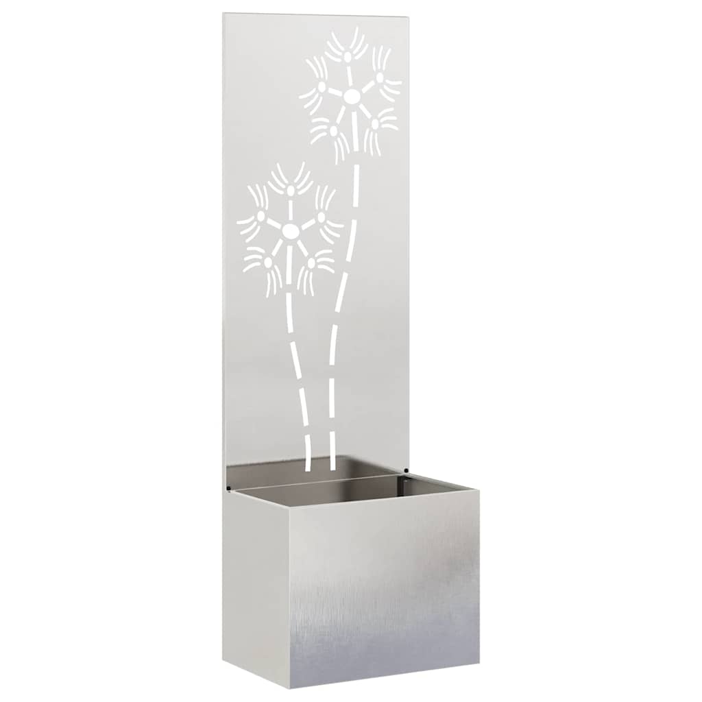 Garten Sichtschutz-Leinwand Floral Silber 50 x 150 cm Edelstahl