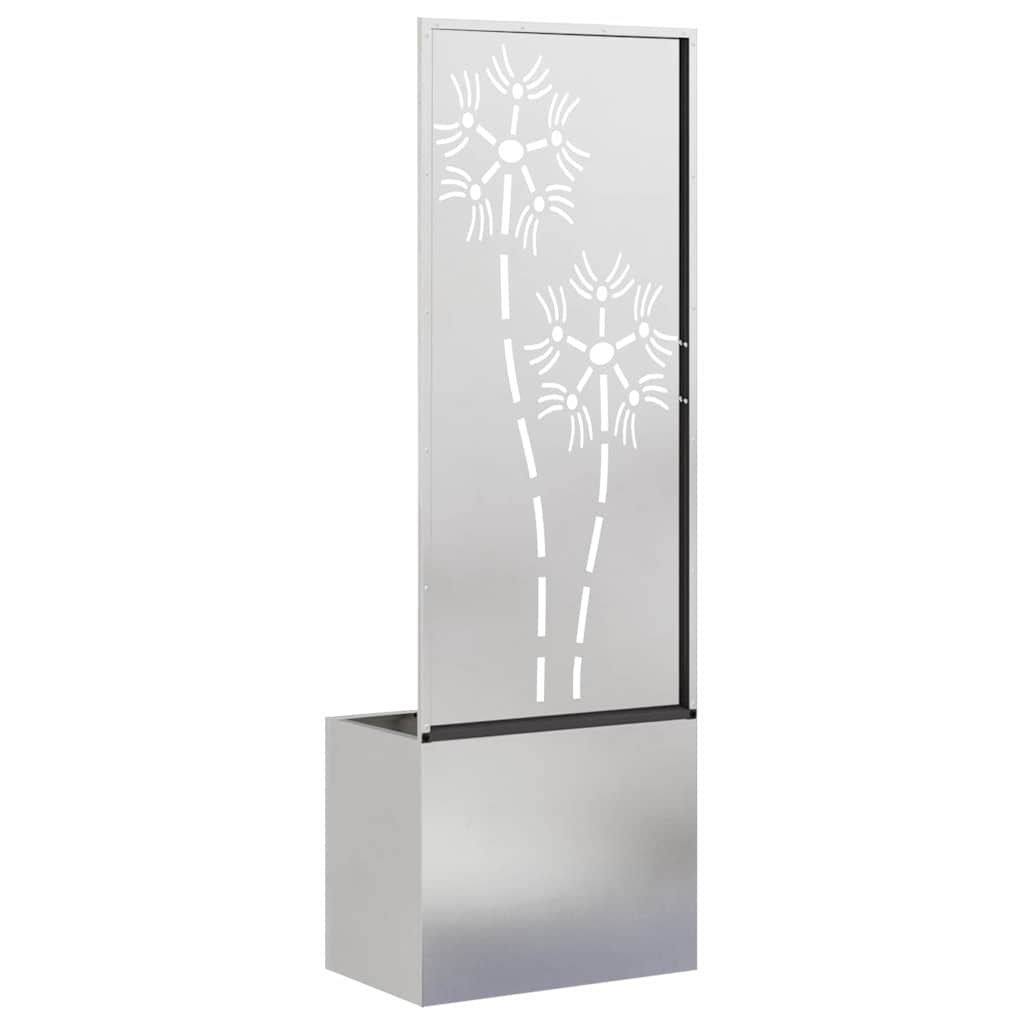 Garten Sichtschutz-Leinwand Floral Silber 50 x 150 cm Edelstahl