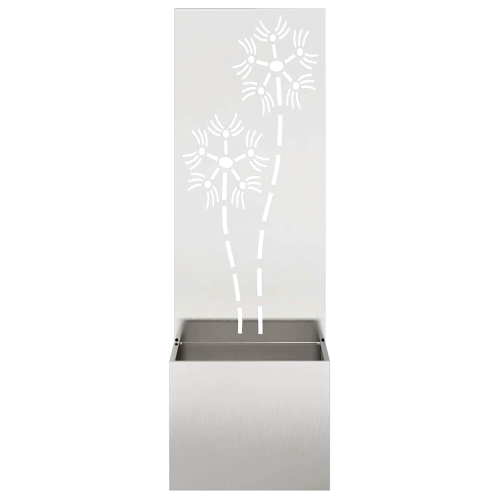 Garten Sichtschutz-Leinwand Floral Silber 50 x 150 cm Edelstahl