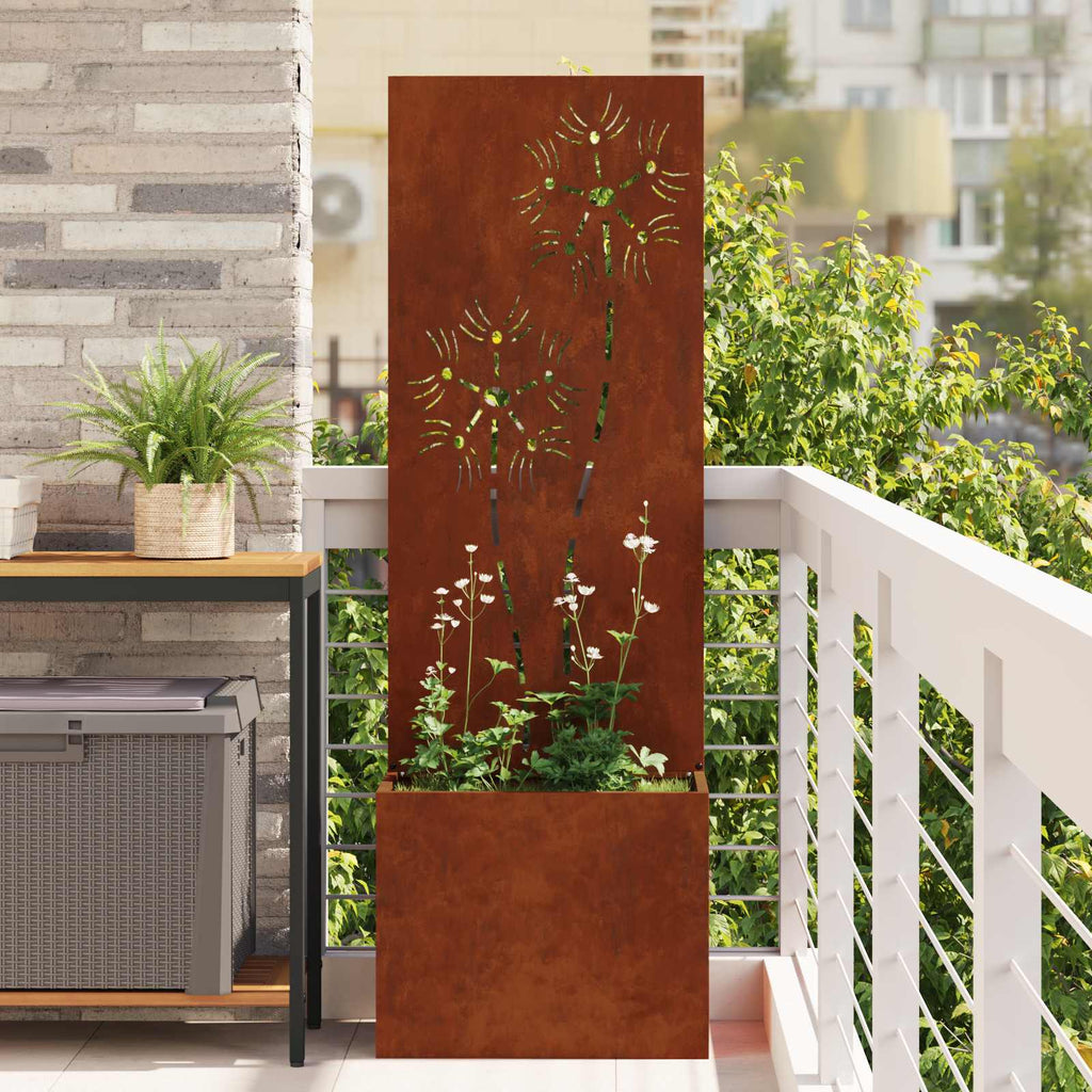 Garten Sichtschutz-Leinwand Floral Rostig 50 x 32 x 150 cm